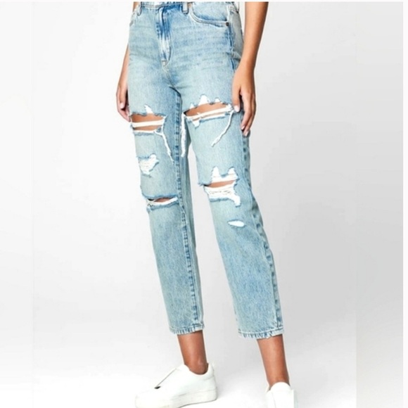 NWT BlankNYC the Madison crop high waisted jeans 30 distressed - Picture 1 of 6